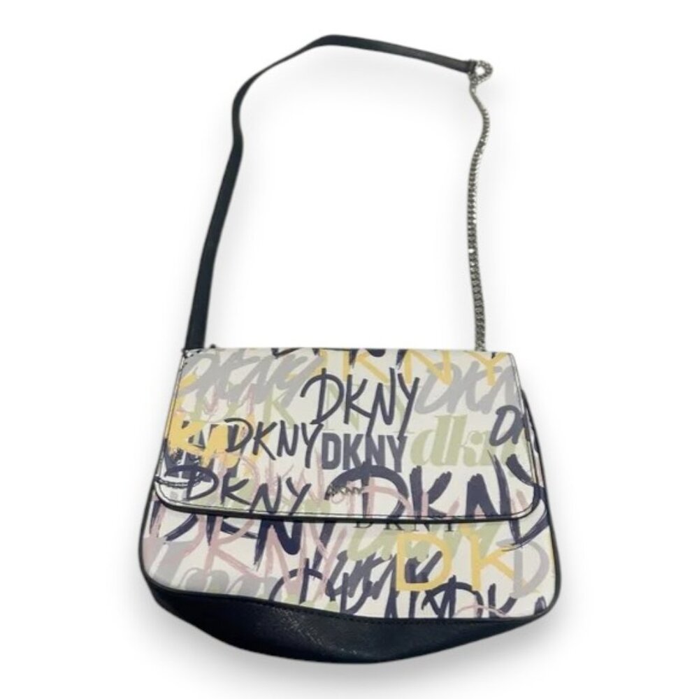 DKNY White and Yellow Crossbody Bag